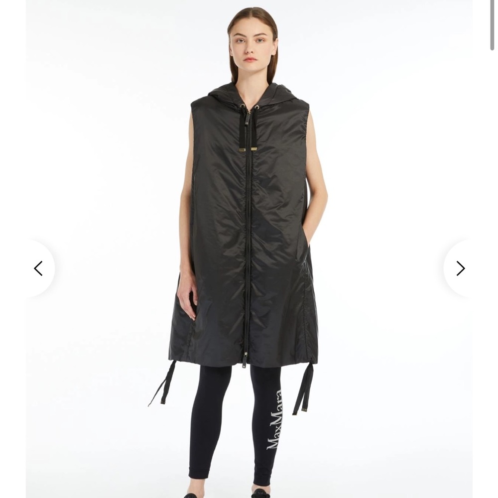Max Mara The Cube Black Zip-Up Hooded Gilet Size EUR 38